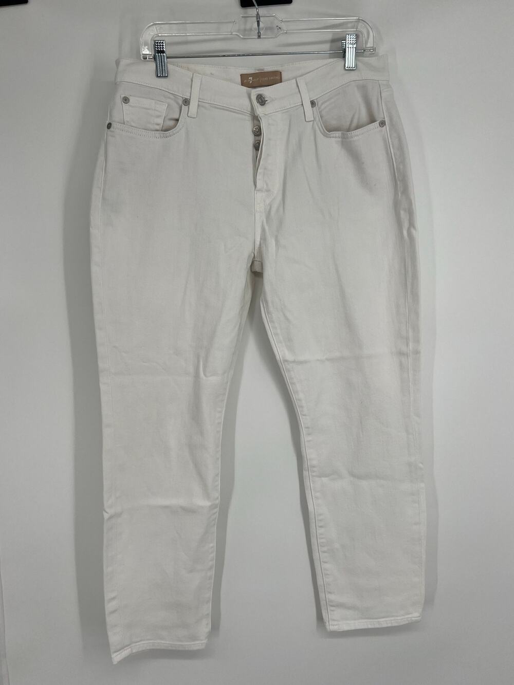 7 For All Mankind Women's 30 White Josefina Boyfriend Fit Jeans Luxe Vintage